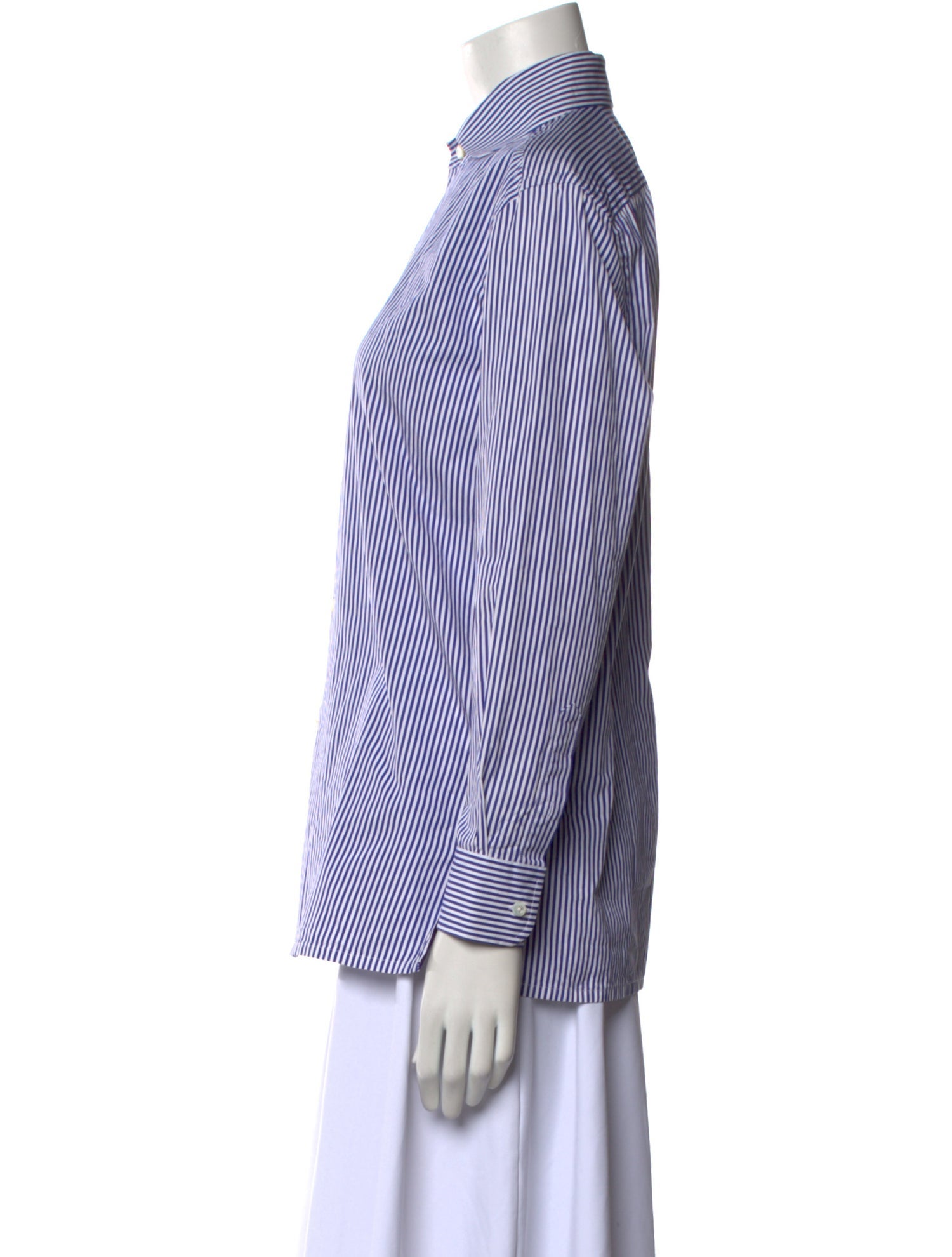 Ralph Lauren Purple Label Striped Long Sleeve Button-Up Top