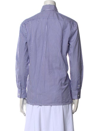 Ralph Lauren Purple Label Striped Long Sleeve Button-Up Top