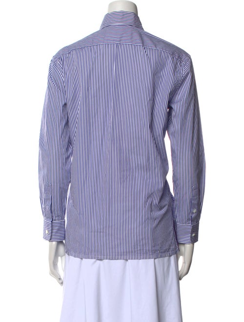 Ralph Lauren Purple Label Striped Long Sleeve Button-Up Top