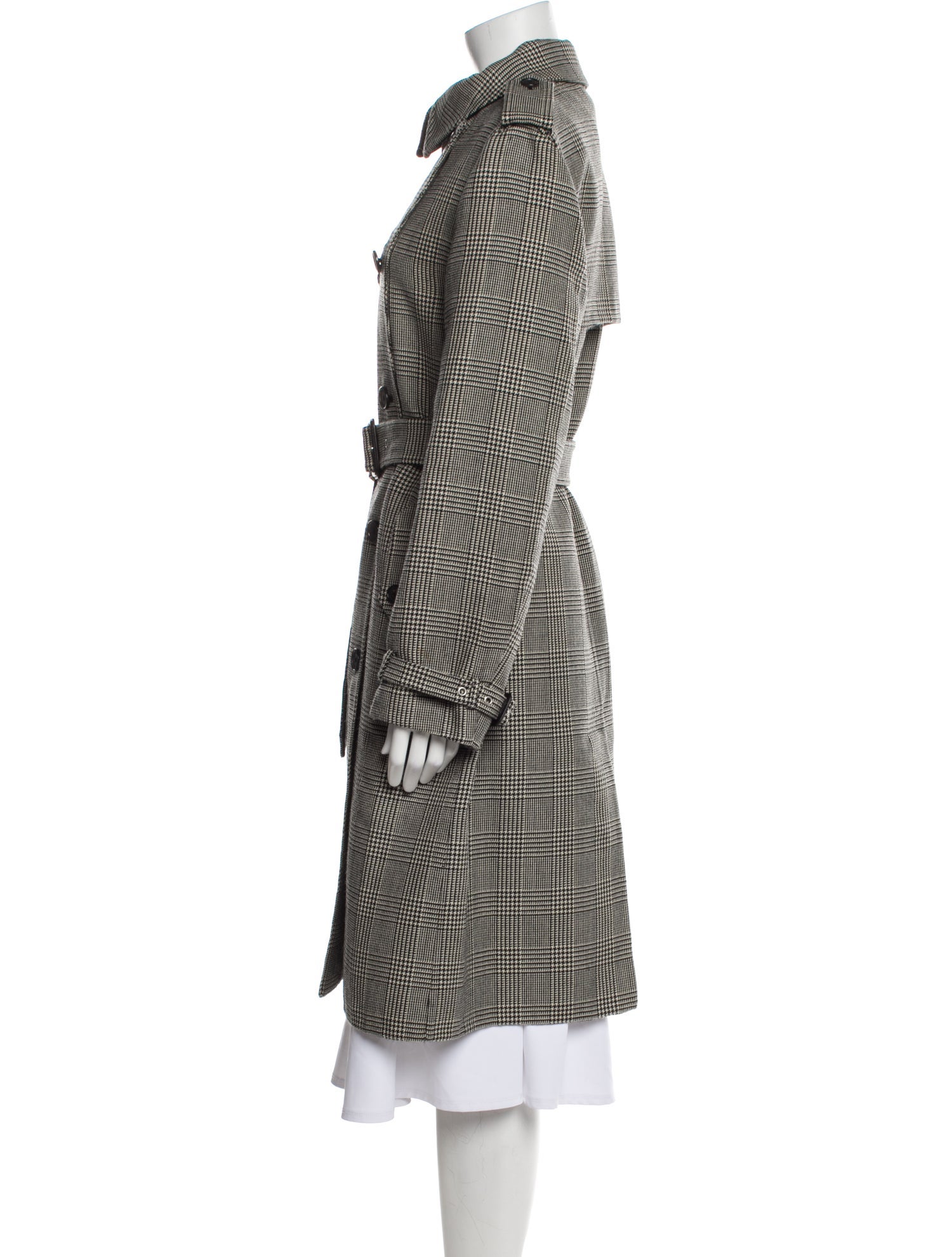 Ralph Lauren Collection Virgin Wool Houndstooth Print Trench Coat