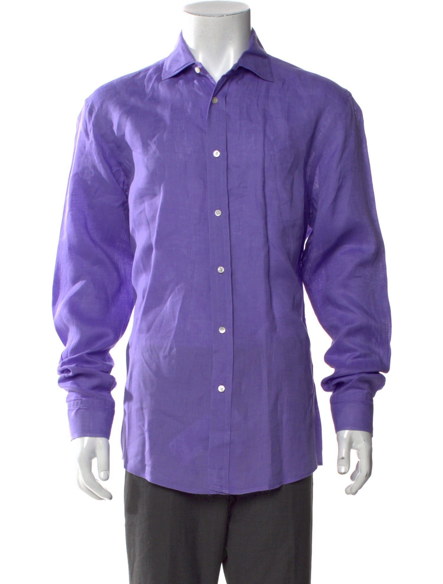 Ralph Lauren Purple Label Linen Long Sleeve Dress Shirt