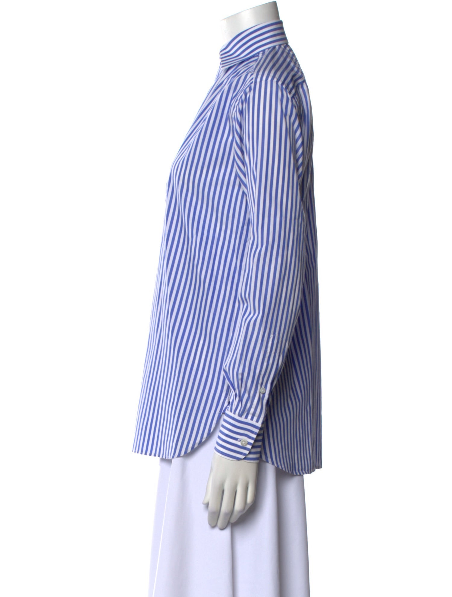 Ralph Lauren Purple Label Striped Long Sleeve Button-Up Top