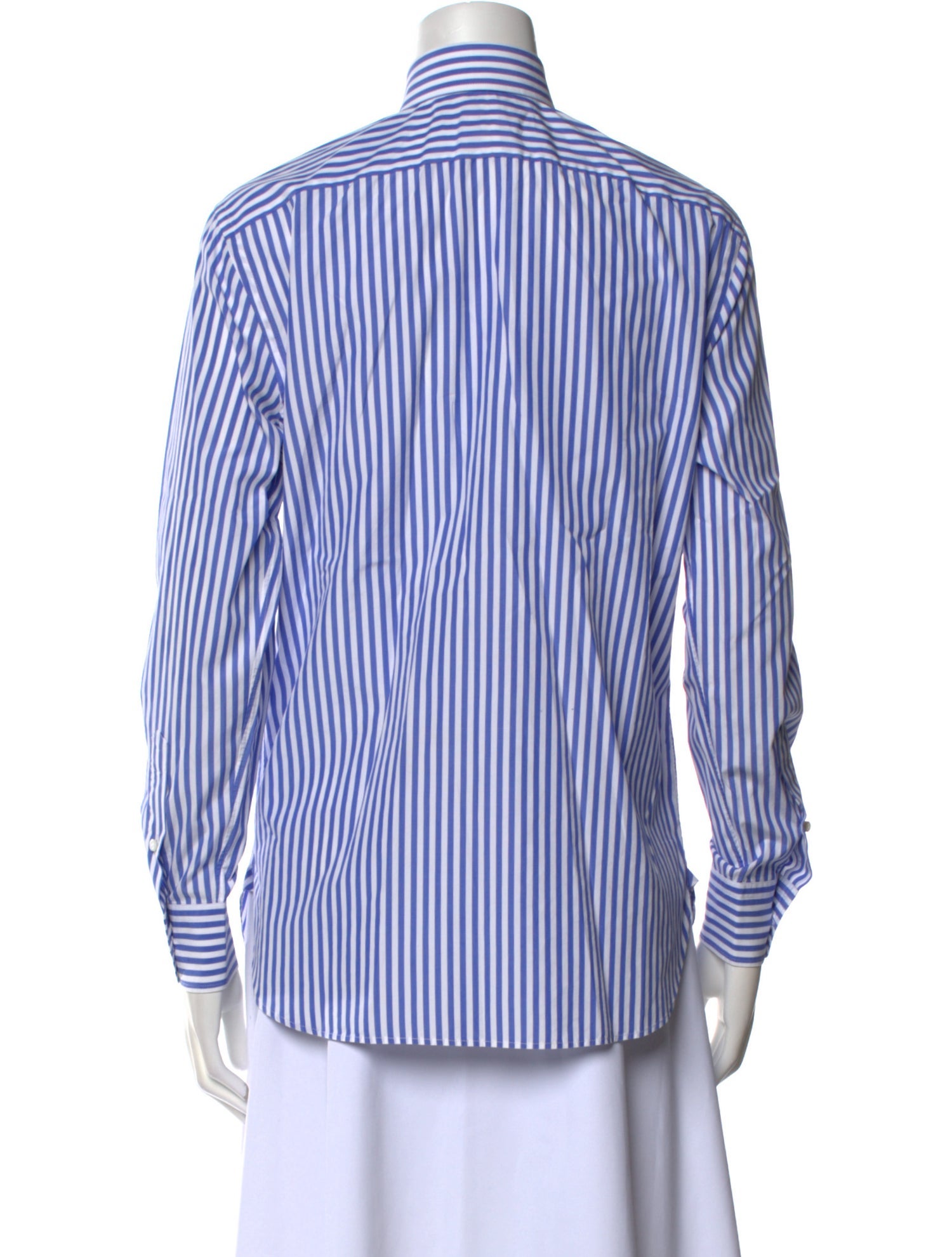 Ralph Lauren Purple Label Striped Long Sleeve Button-Up Top