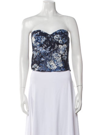 Ralph Lauren Purple Label Floral Print Strapless Crop Top