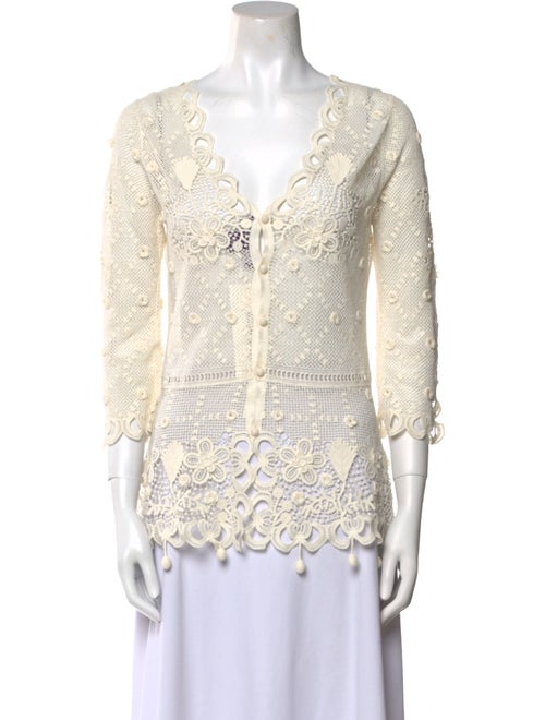 Ralph Lauren Purple Label Lace Pattern V-Neck Tunic