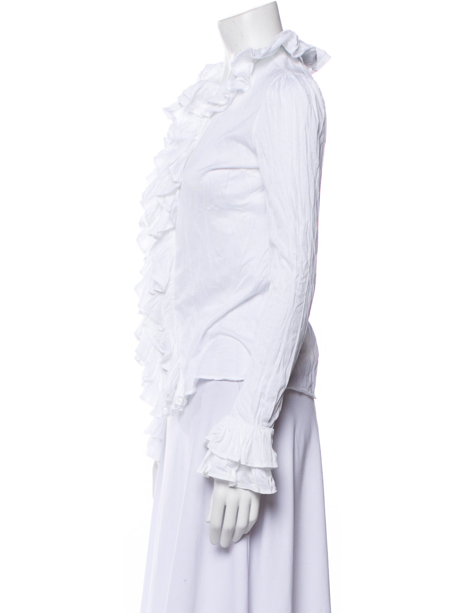 Ralph Lauren Collection Mock Neck Long Sleeve Button-Up Top