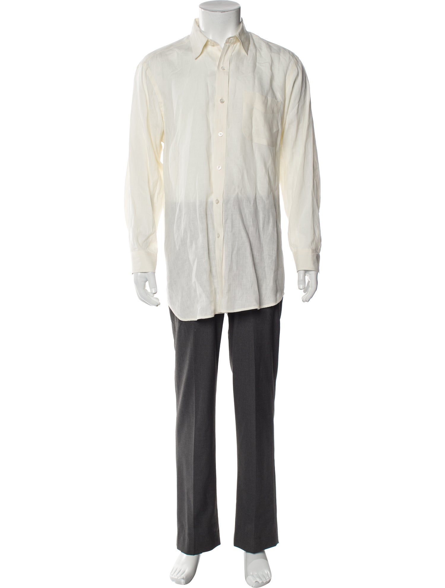 Ralph Lauren Purple Label Linen Striped Dress Shirt