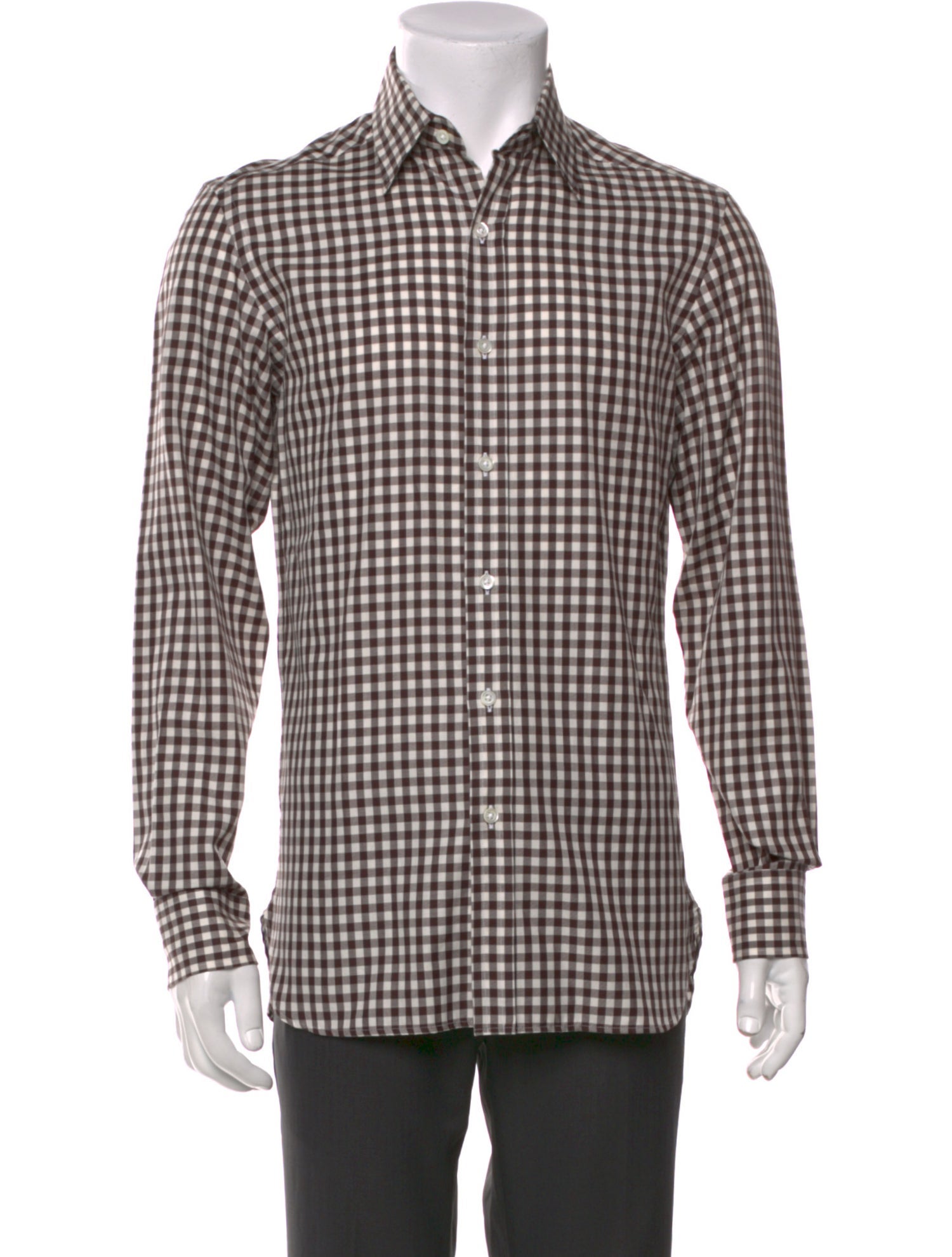 Ralph Lauren Purple Label Plaid Print Long Sleeve Dress Shirt