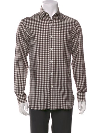 Ralph Lauren Purple Label Plaid Print Long Sleeve Dress Shirt