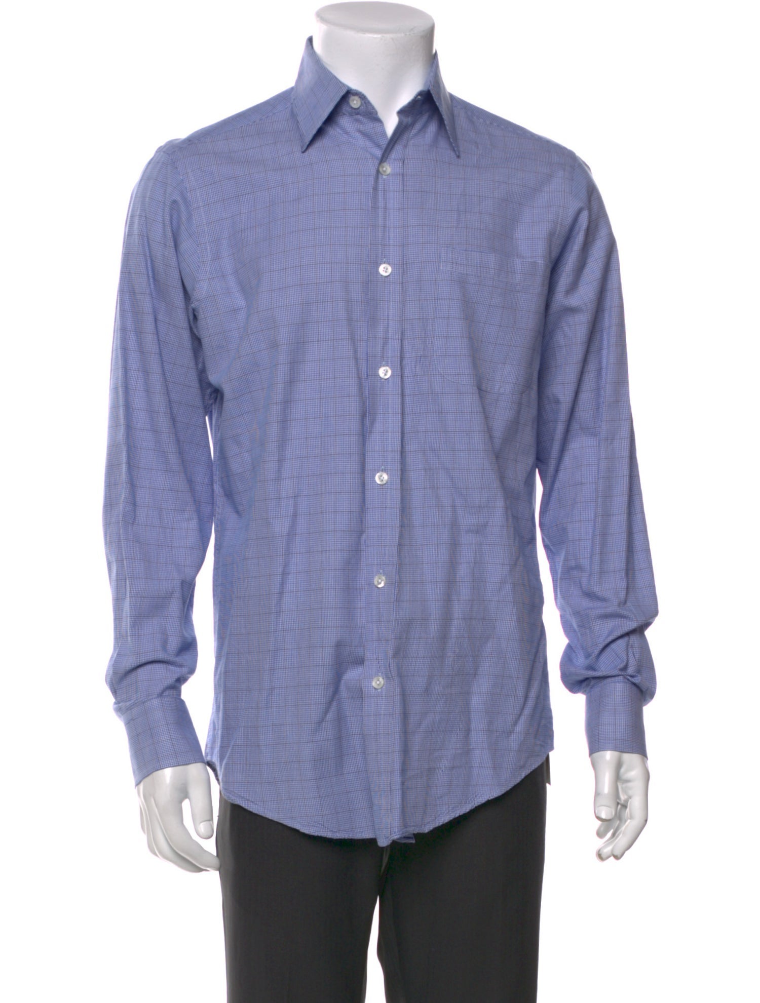 Ralph Lauren Purple Label Plaid Print Long Sleeve Dress Shirt