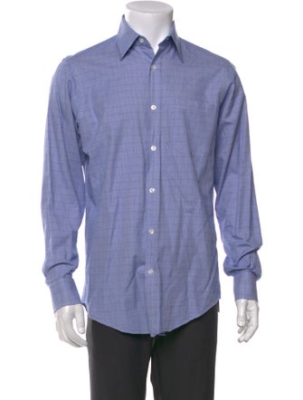 Ralph Lauren Purple Label Plaid Print Long Sleeve Dress Shirt