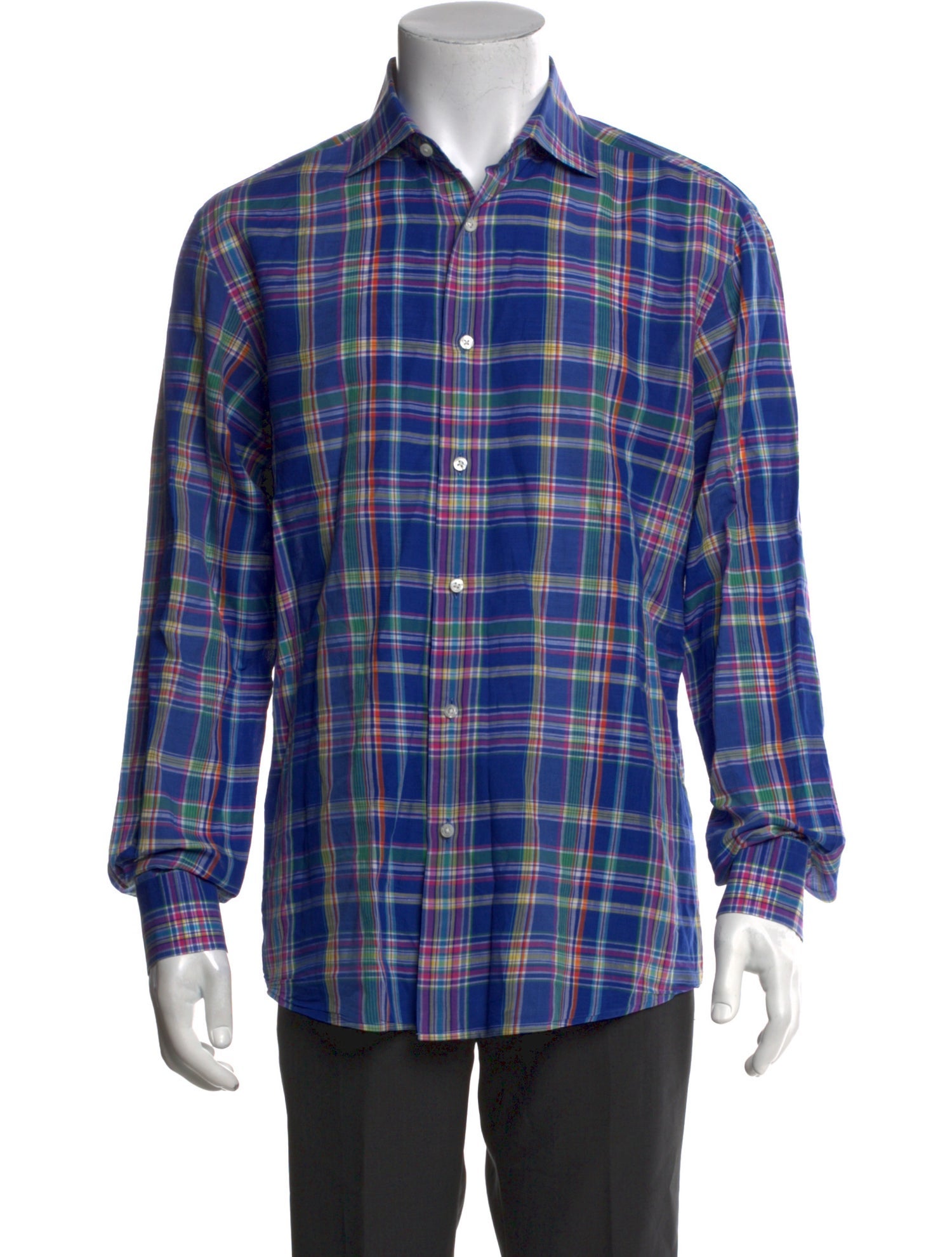 Ralph Lauren Purple Label Plaid Print Long Sleeve Dress Shirt