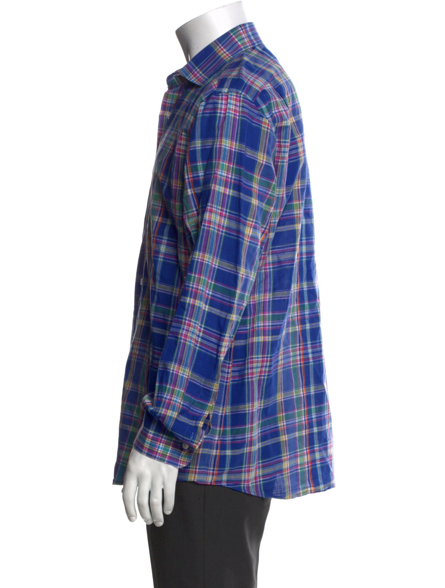 Ralph Lauren Purple Label Plaid Print Long Sleeve Dress Shirt