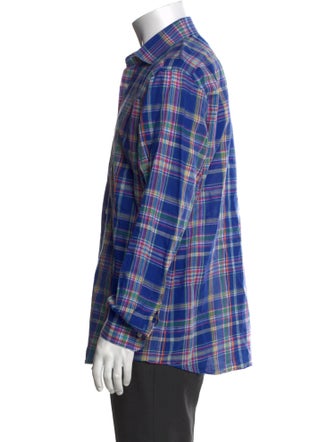 Ralph Lauren Purple Label Plaid Print Long Sleeve Dress Shirt