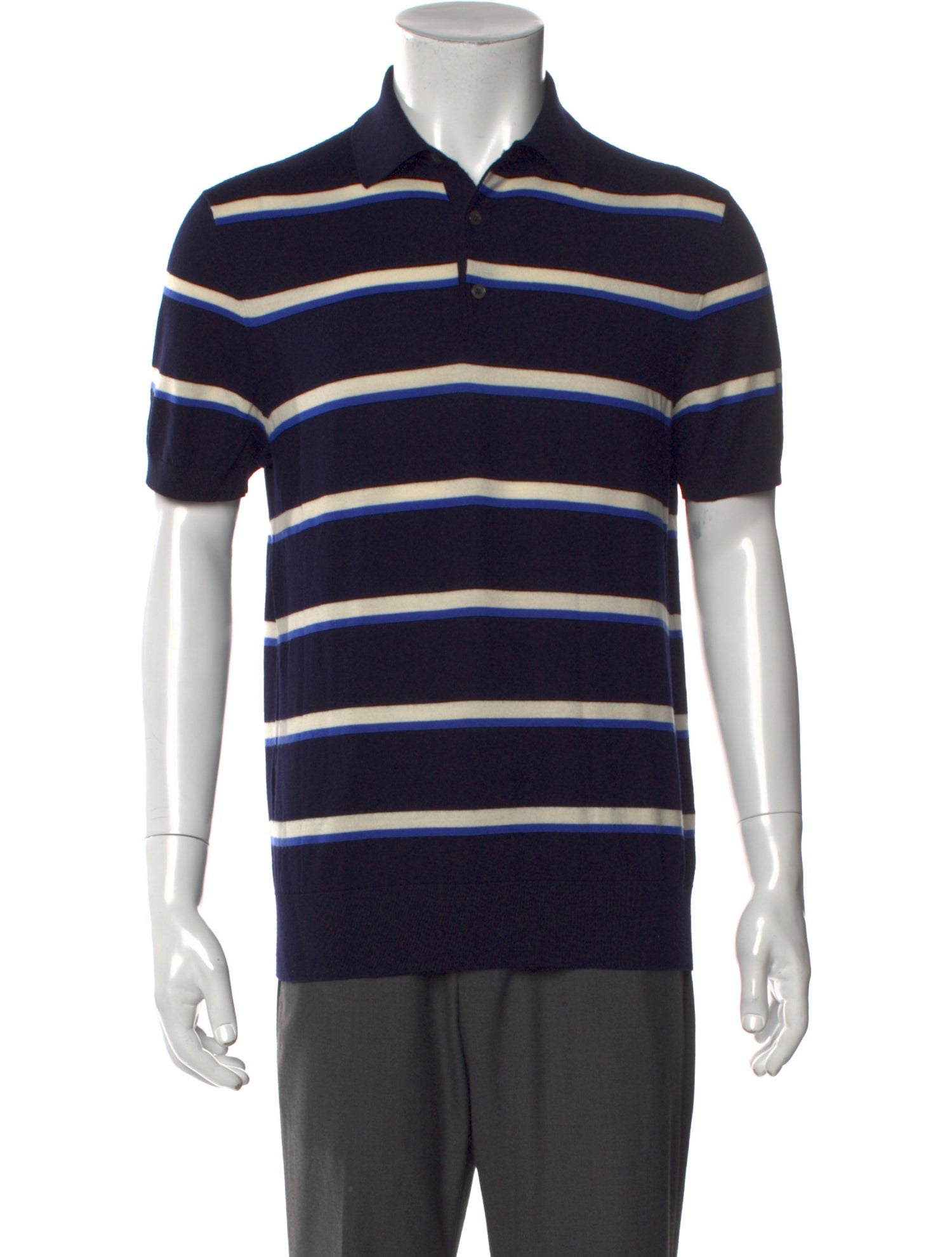 Ralph Lauren Purple Label Striped Crew Neck Polo Shirt