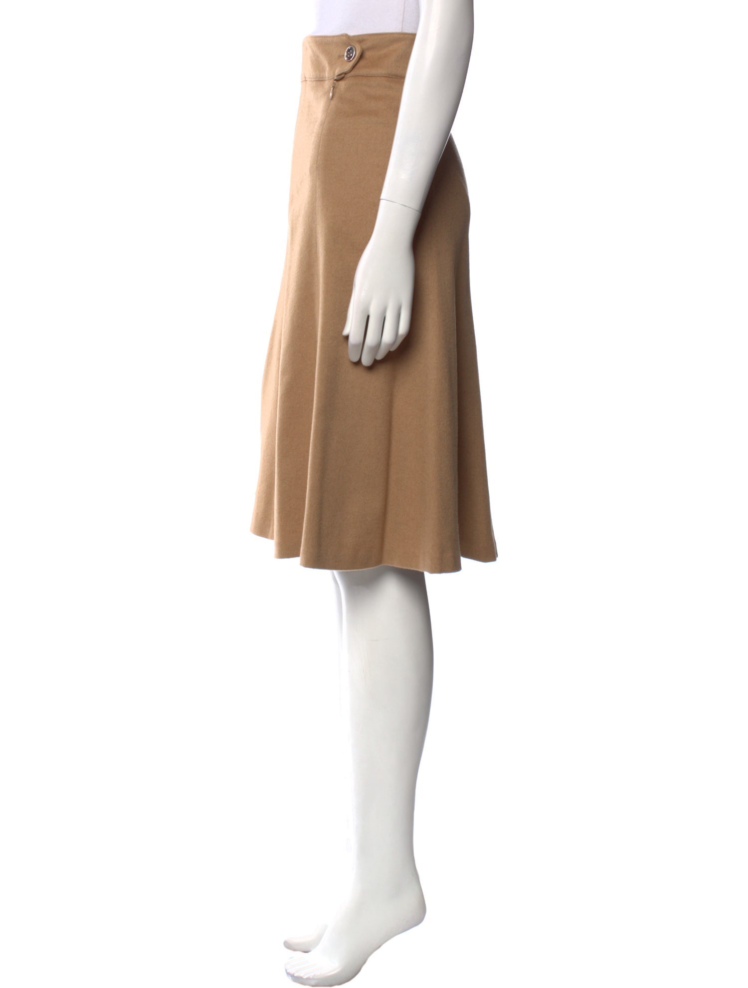 Ralph Lauren Purple Label Camel Leather Knee-Length Skirt