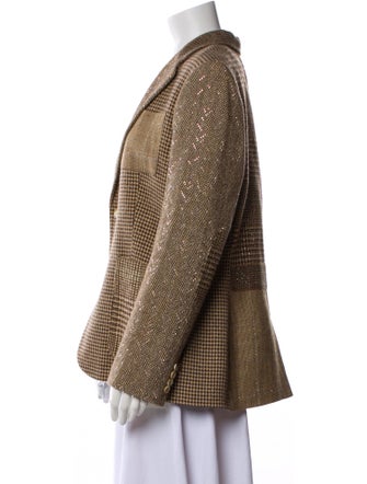 Ralph Lauren Purple Label Silk Plaid Print Blazer