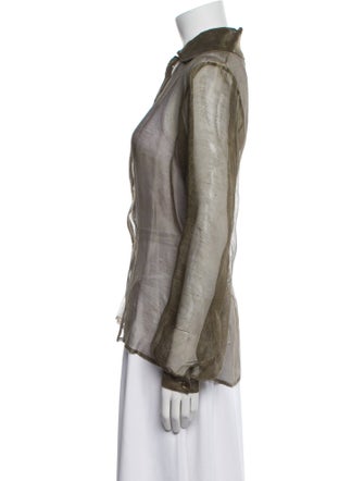 Ralph Lauren Purple Label Linen Long Sleeve Button-Up Top