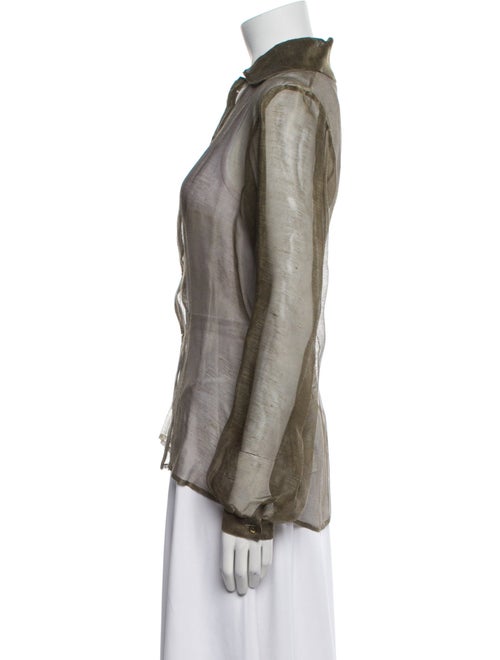 Ralph Lauren Purple Label Linen Long Sleeve Button-Up Top