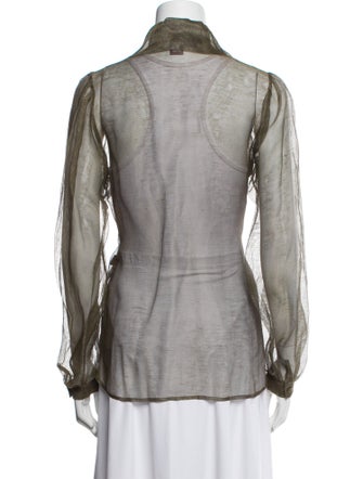 Ralph Lauren Purple Label Linen Long Sleeve Button-Up Top