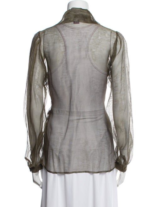 Ralph Lauren Purple Label Linen Long Sleeve Button-Up Top