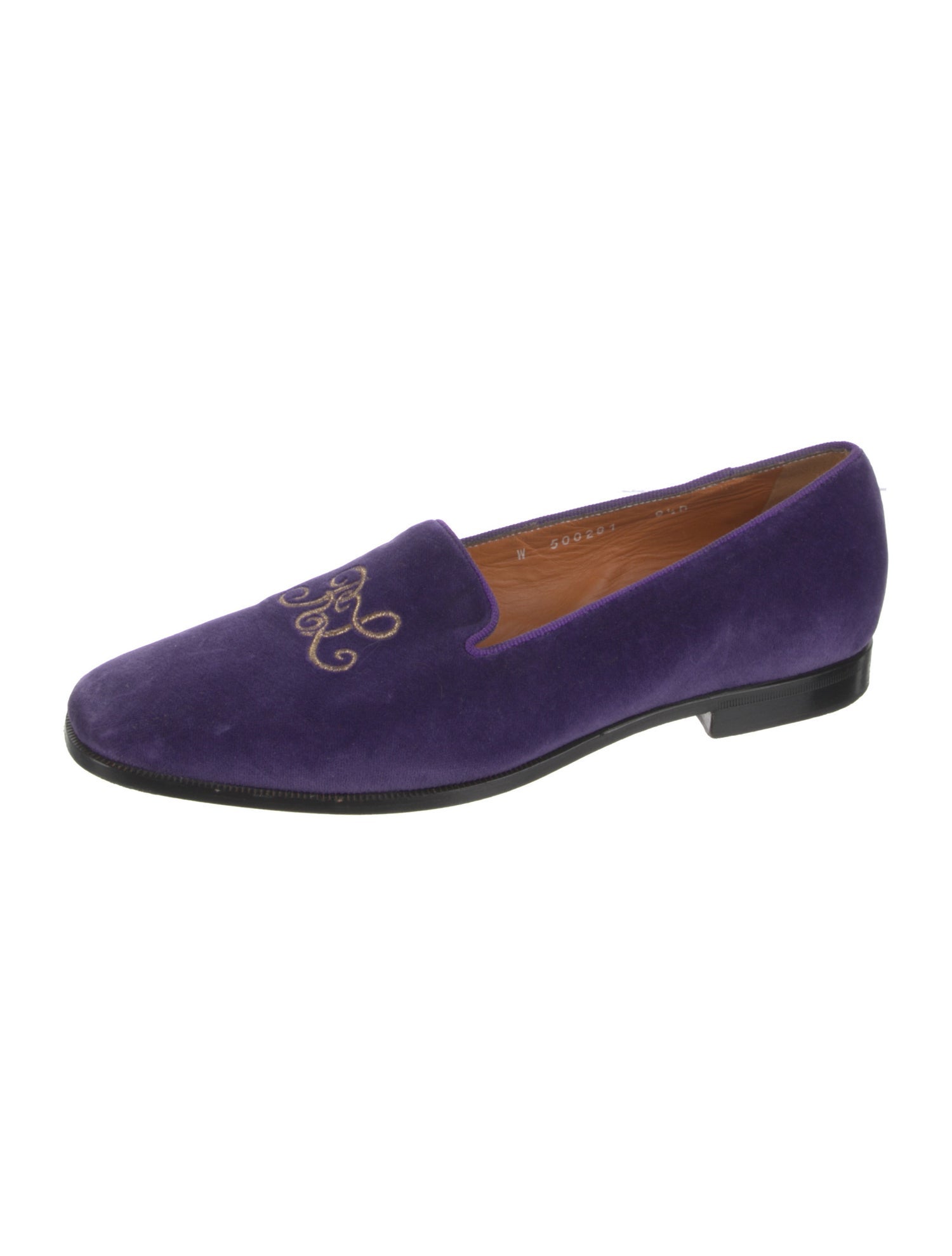 Ralph Lauren Purple Label Velvet Embroidered Accent Loafers