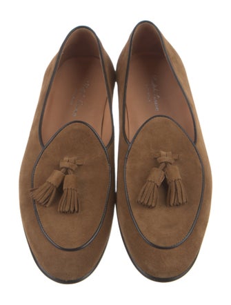 Ralph Lauren Purple Label Suede Bow Accents Loafers