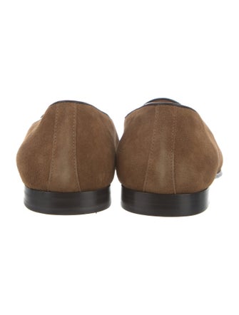 Ralph Lauren Purple Label Suede Bow Accents Loafers