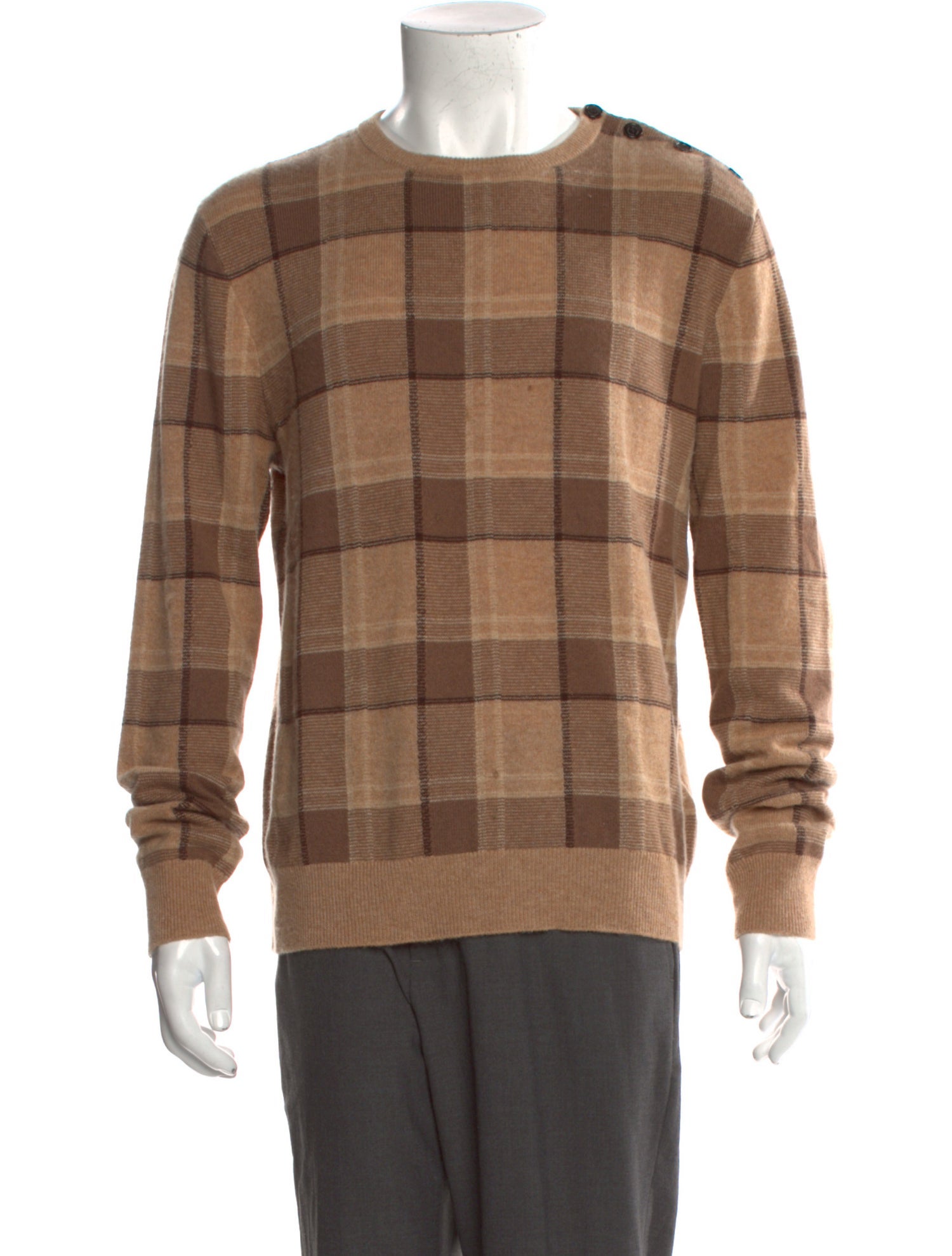 Ralph Lauren Purple Label Cashmere Plaid Print Pullover
