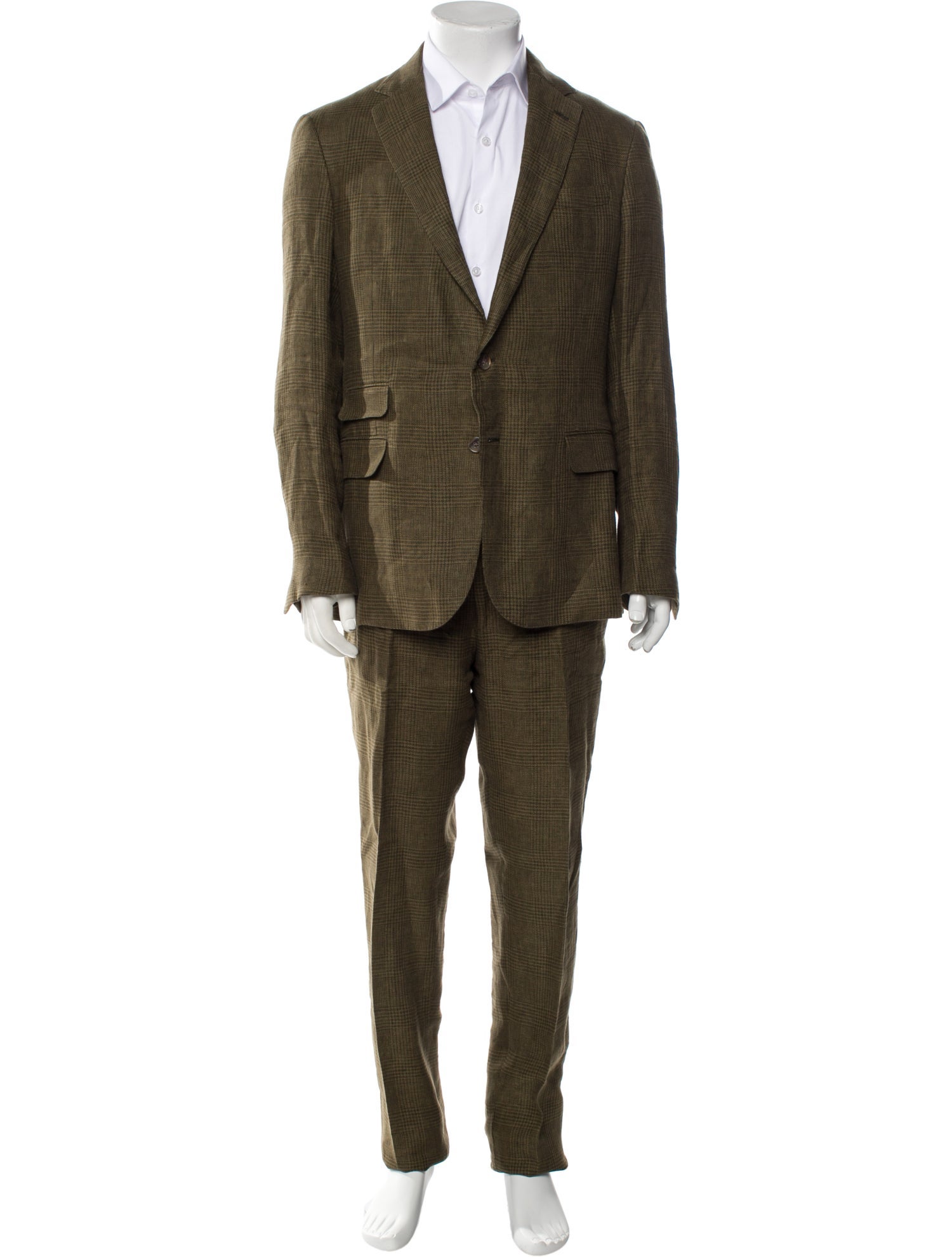 Ralph Lauren Purple Label Linen Plaid Print Two-Piece Suit Vest