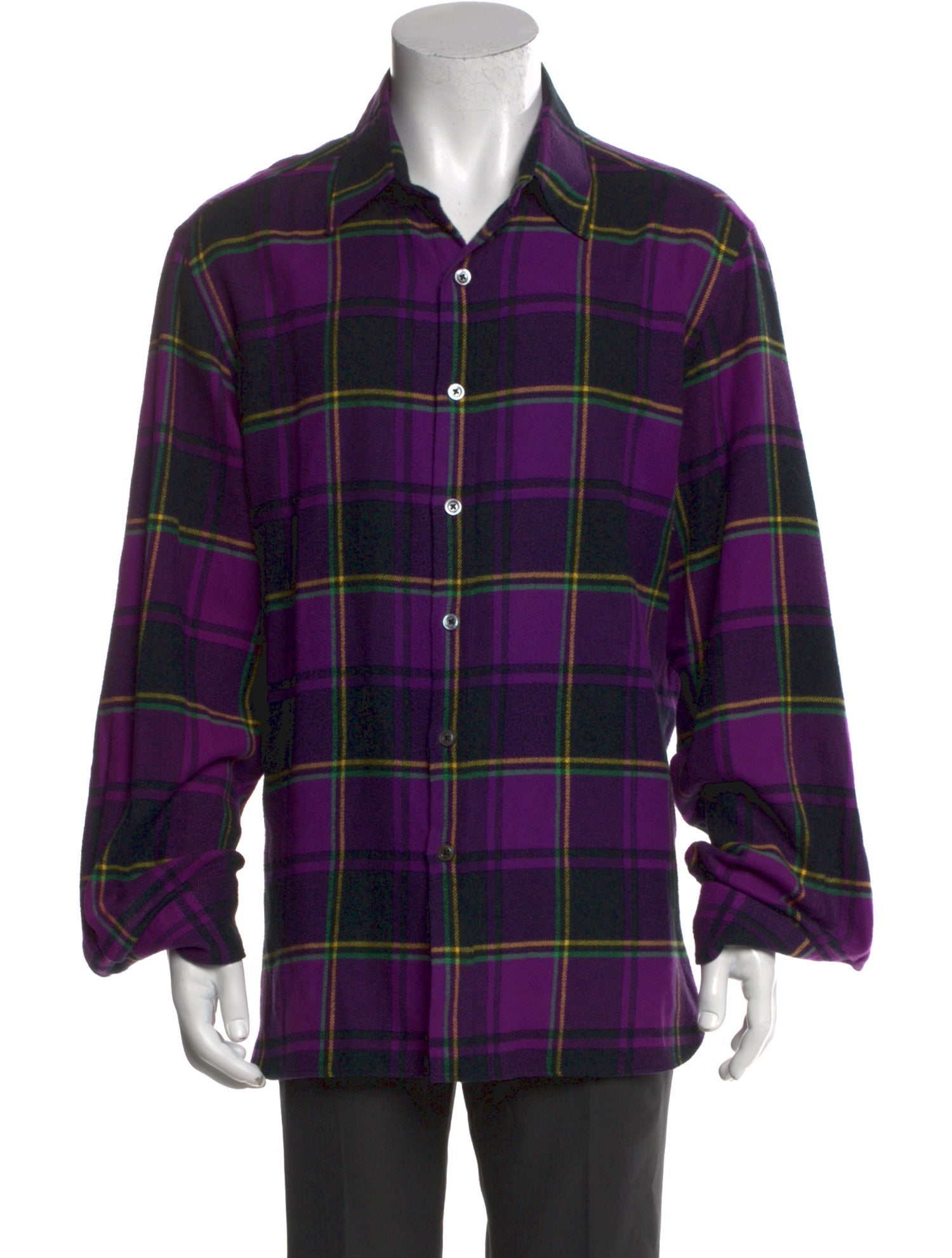 Ralph Lauren Purple Label Plaid Print Long Sleeve Shirt
