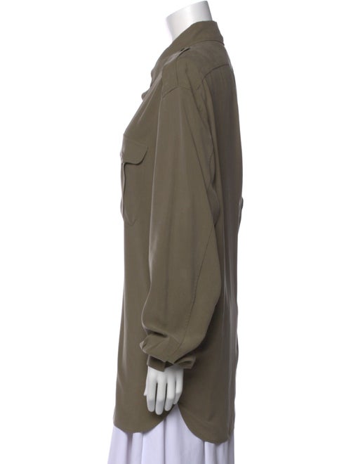 Ralph Lauren Purple Label Silk Long Sleeve Button-Up Top