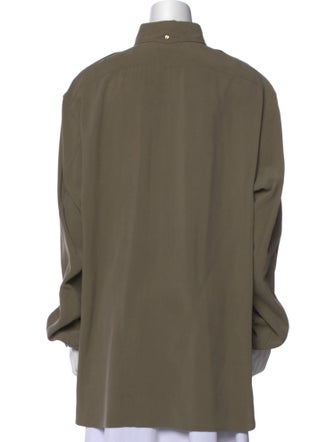 Ralph Lauren Purple Label Silk Long Sleeve Button-Up Top