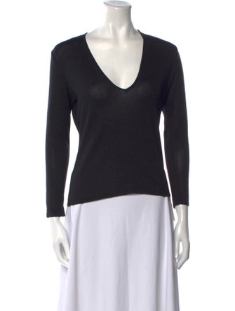 Ralph Lauren Purple Label Silk V-Neck Sweatshirt