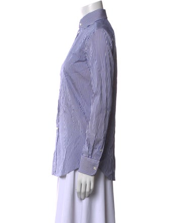 Ralph Lauren Purple Label Striped Long Sleeve Button-Up Top