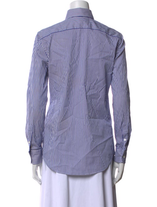 Ralph Lauren Purple Label Striped Long Sleeve Button-Up Top