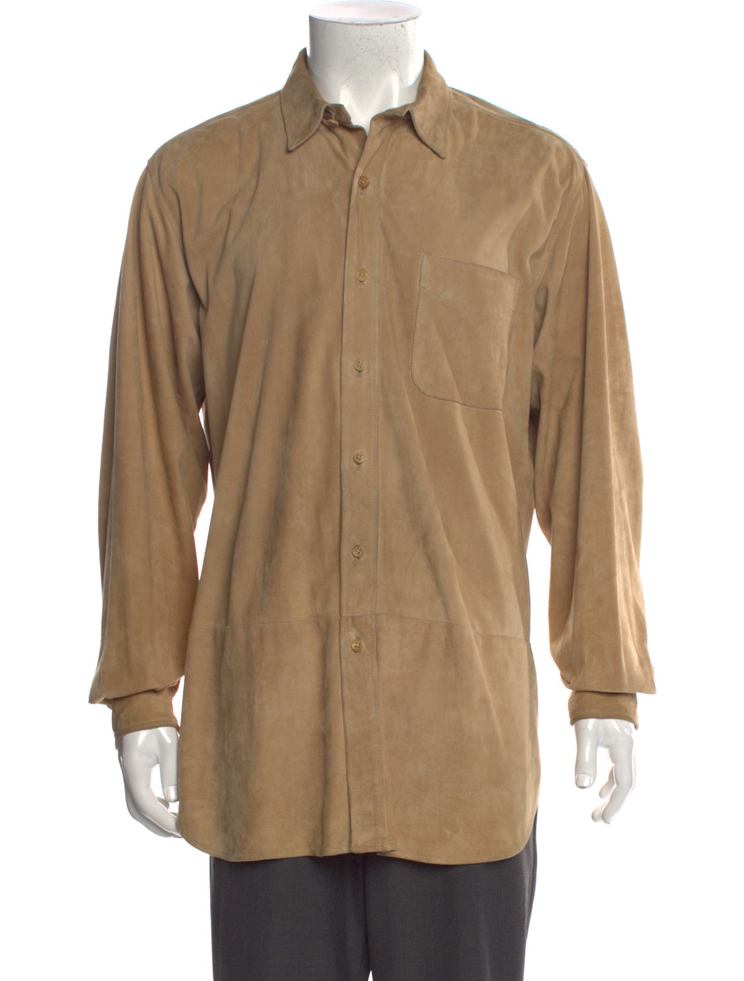 Ralph Lauren Purple Label Suede Long Sleeve Shirt