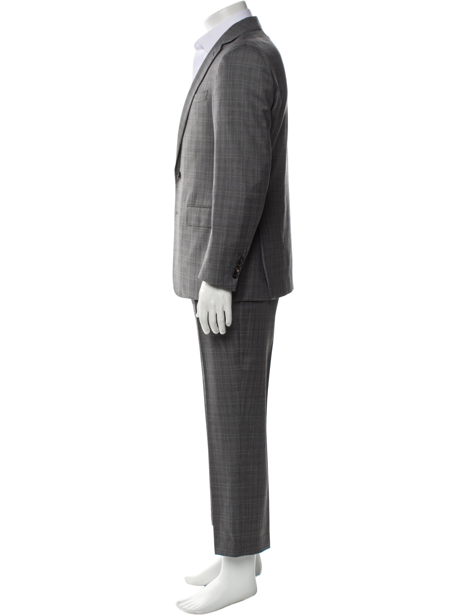 Ralph Lauren Purple Label Wool Plaid Print Two-Piece Suit