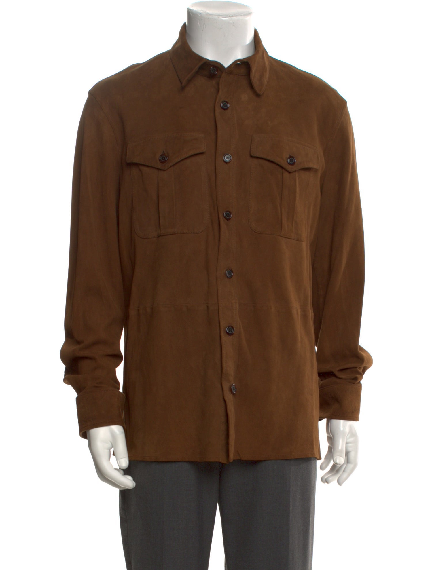 Ralph Lauren Purple Label Suede Long Sleeve Shirt