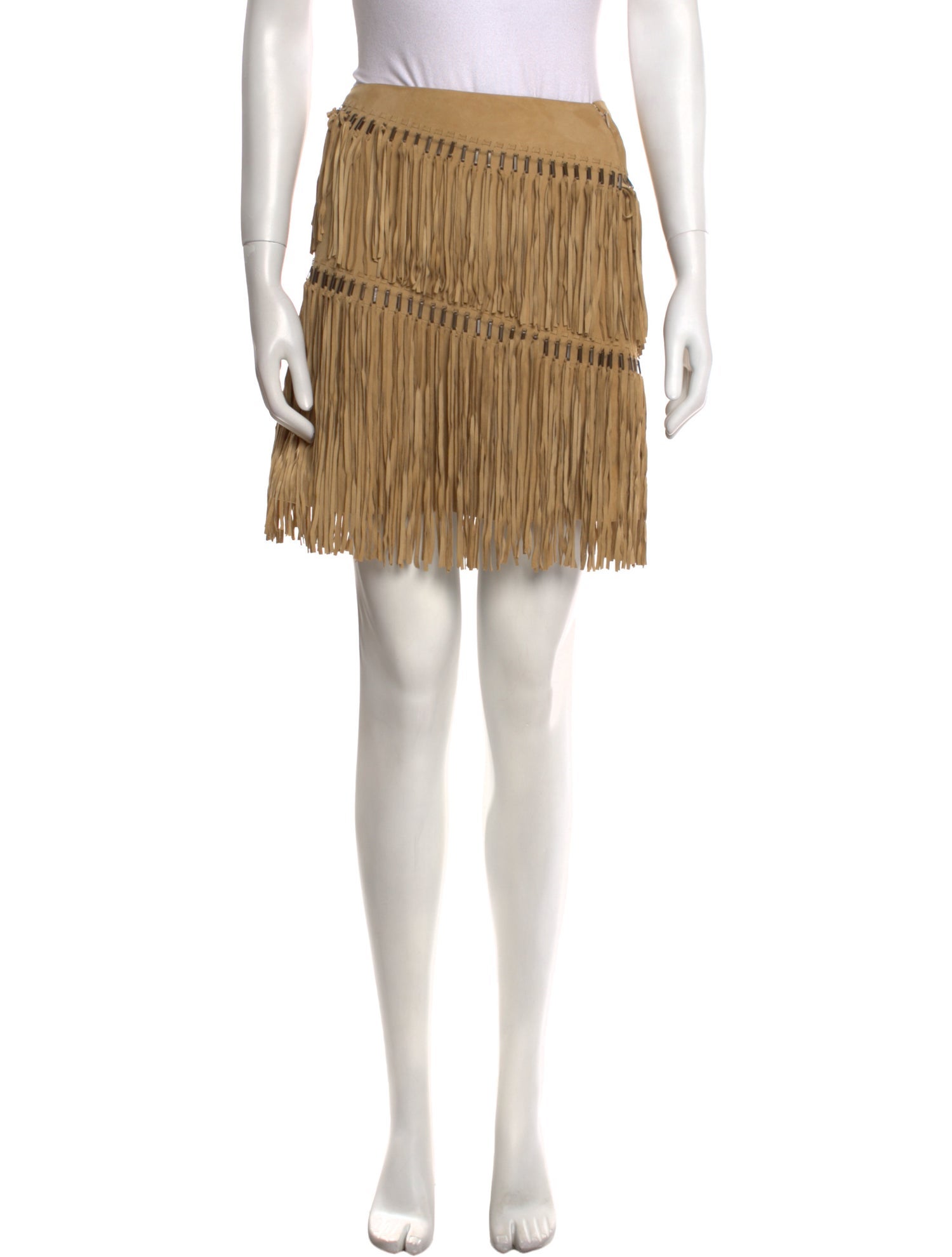 Ralph Lauren Purple Label Fringe Trim Accent Mini Skirt