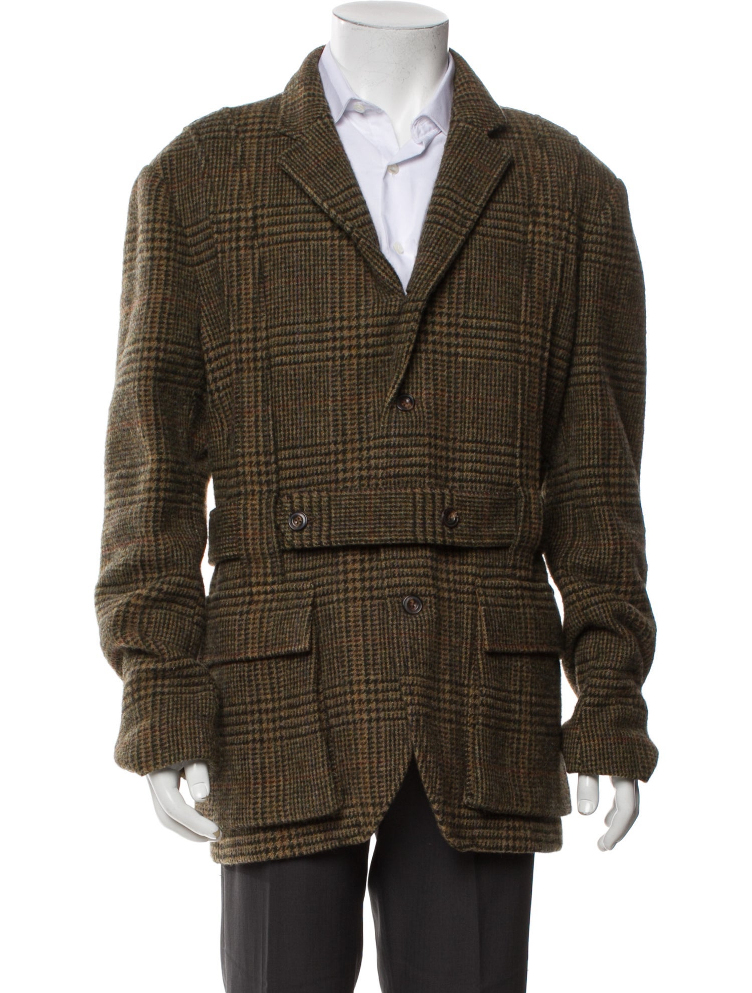 Ralph Lauren Purple Label Wool Plaid Print Peacoat
