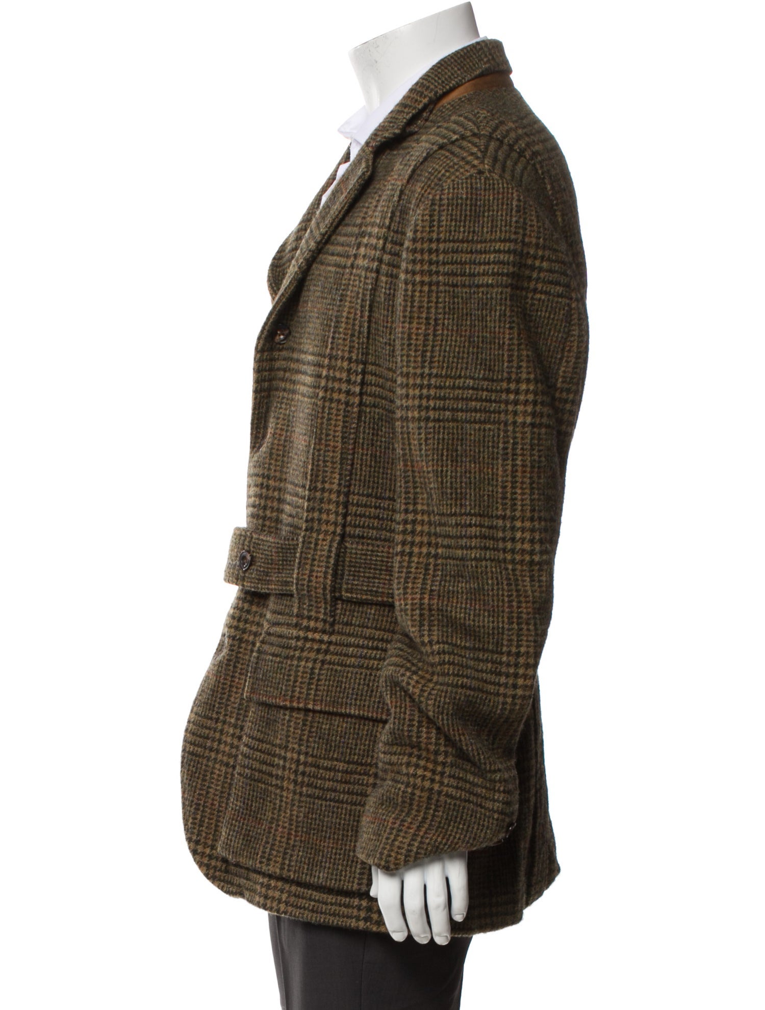 Ralph Lauren Purple Label Wool Plaid Print Peacoat