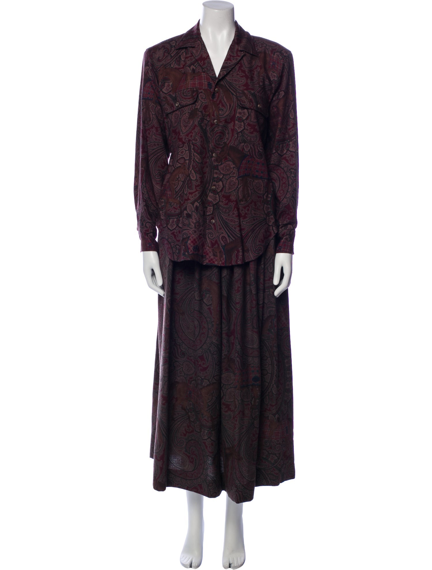 Ralph Lauren Purple Label Wool Paisley Print Skirt Set