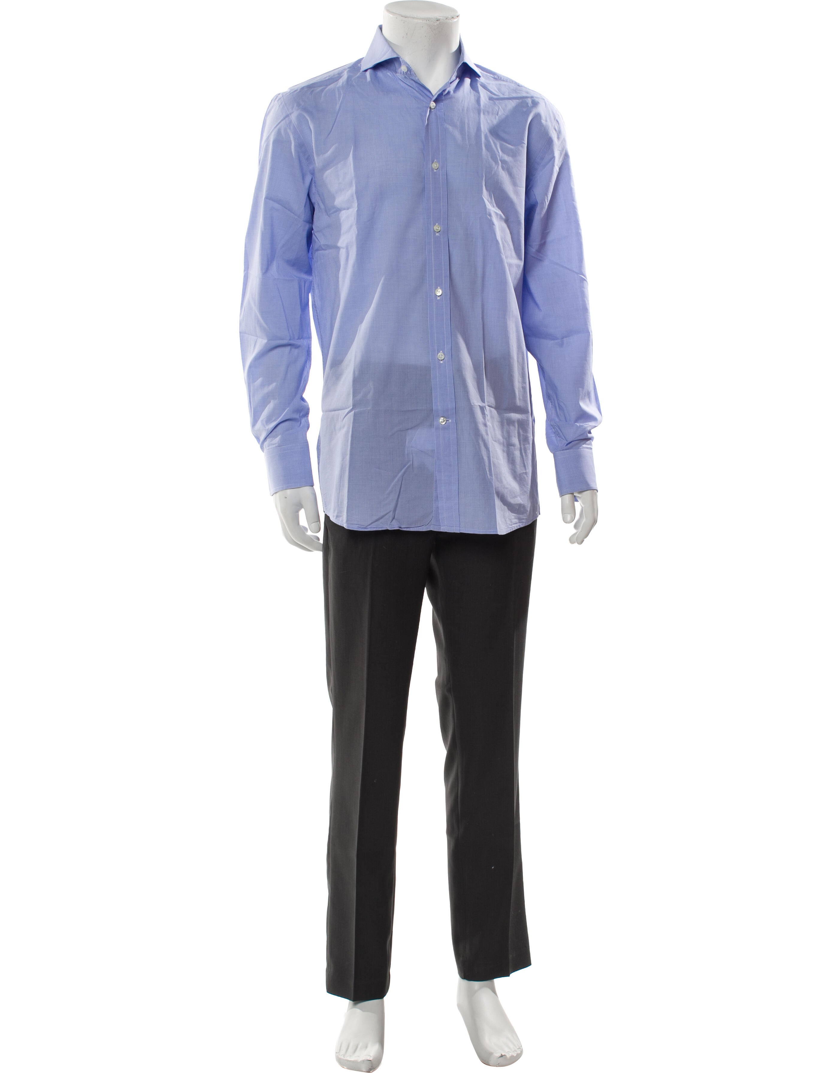 Ralph Lauren Purple Label Plaid Print Long Sleeve Dress Shirt