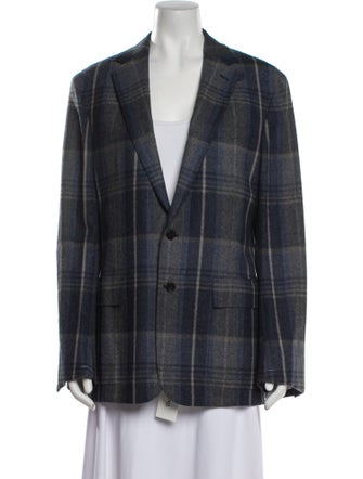 Ralph Lauren Purple Label Wool Plaid Print Blazer