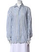 Ralph Lauren Purple Label Linen Striped Button-Up Top
