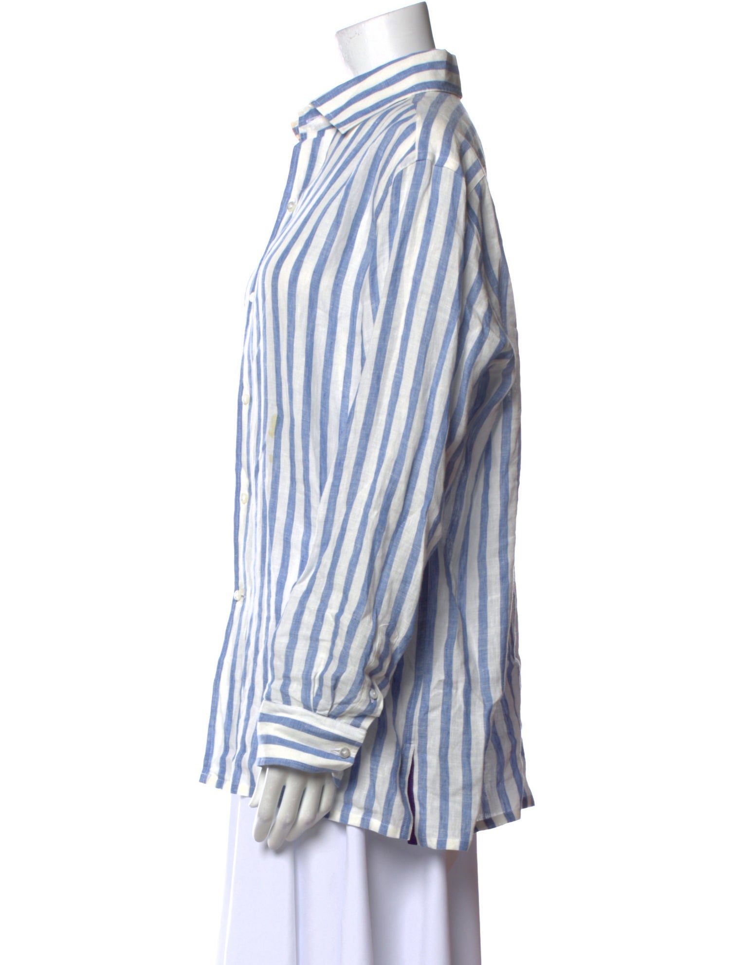 Ralph Lauren Purple Label Linen Striped Button-Up Top