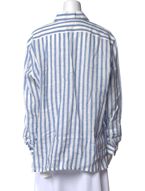 Ralph Lauren Purple Label Linen Striped Button-Up Top