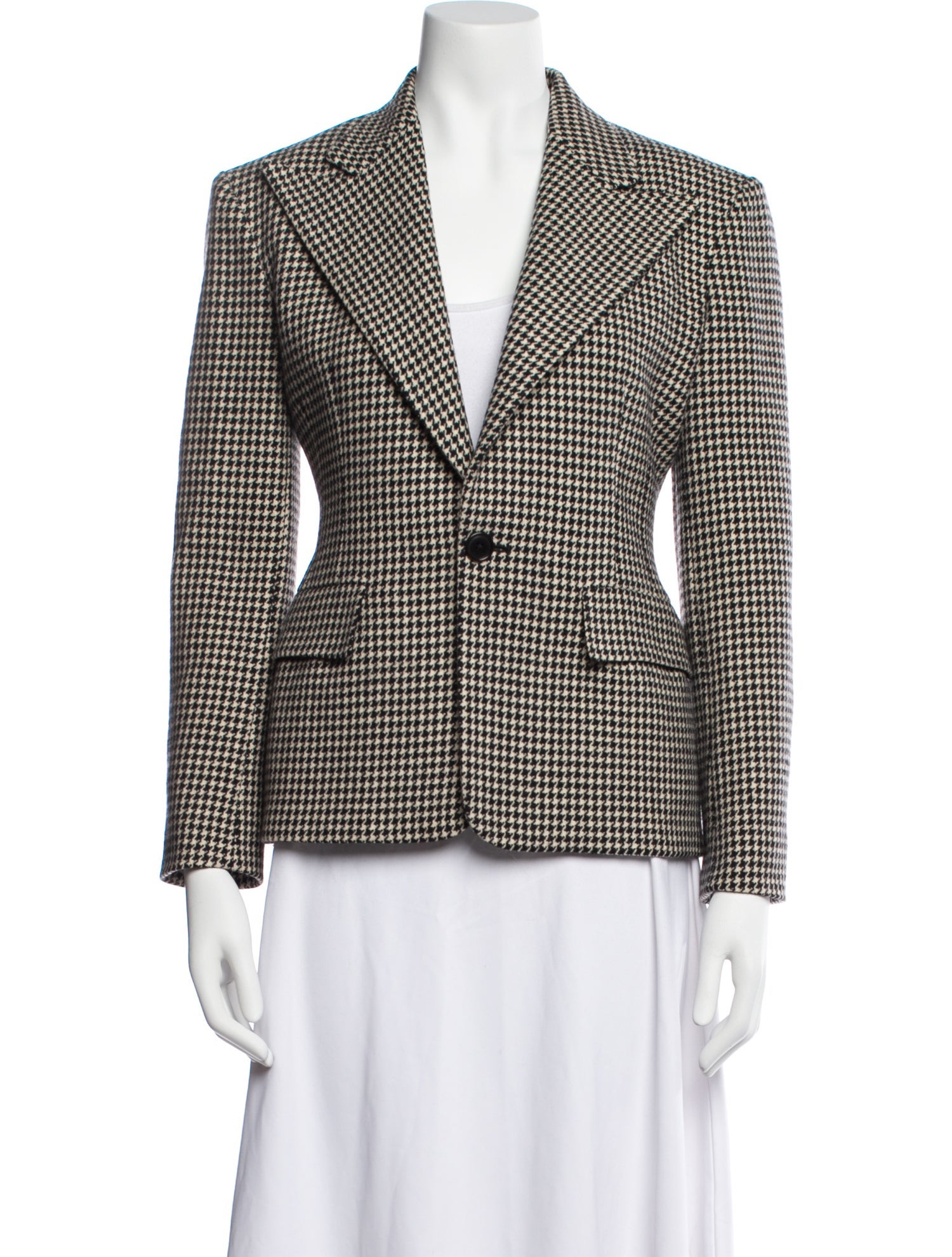 Ralph Lauren Purple Label Wool Houndstooth Print Blazer