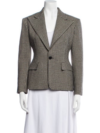 Ralph Lauren Purple Label Wool Houndstooth Print Blazer